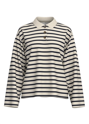 Wada ls stripe collar polo bluse Birch/Dark Sapphire Selected Femme